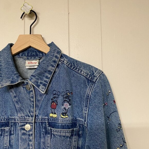Disney Store Embroidered Mickey & Minnie Mouse Denim/Jean Jacket, Small. - Picture 1 of 10
